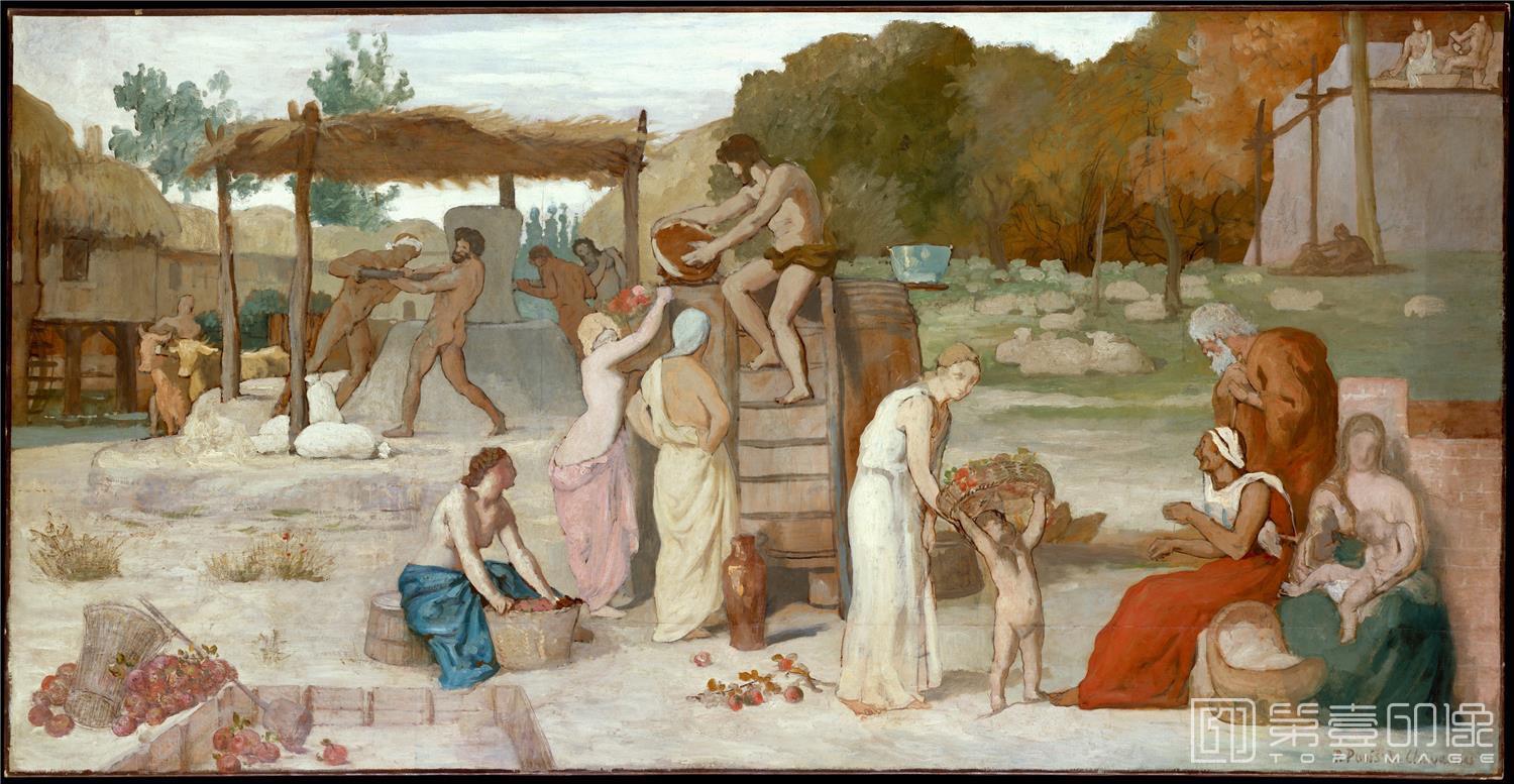 油画-美国纽约大都会美术馆油画藏画-Pierre Puvis de ChavannesCider-1770